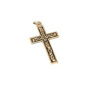 Vintage Silver Tone Cross Pendant With Intricate Design